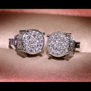 Princess Silver Stud Pierced Earrings